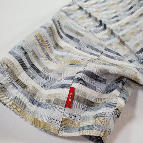 Signum Shirt Mens Medium Earth Tones Short Sleeve Casual Button Up Big Buttons - Picture 11 of 16